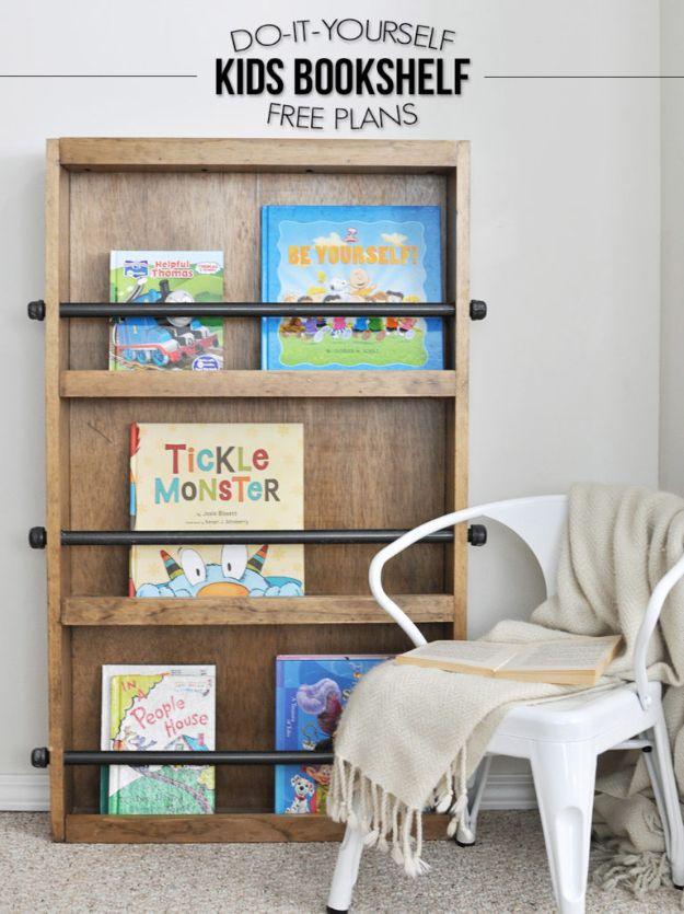 Industrial Style Kids Bookshelf, a bookshelf idea, simple enough for a first try and a satisfying finish for not much work