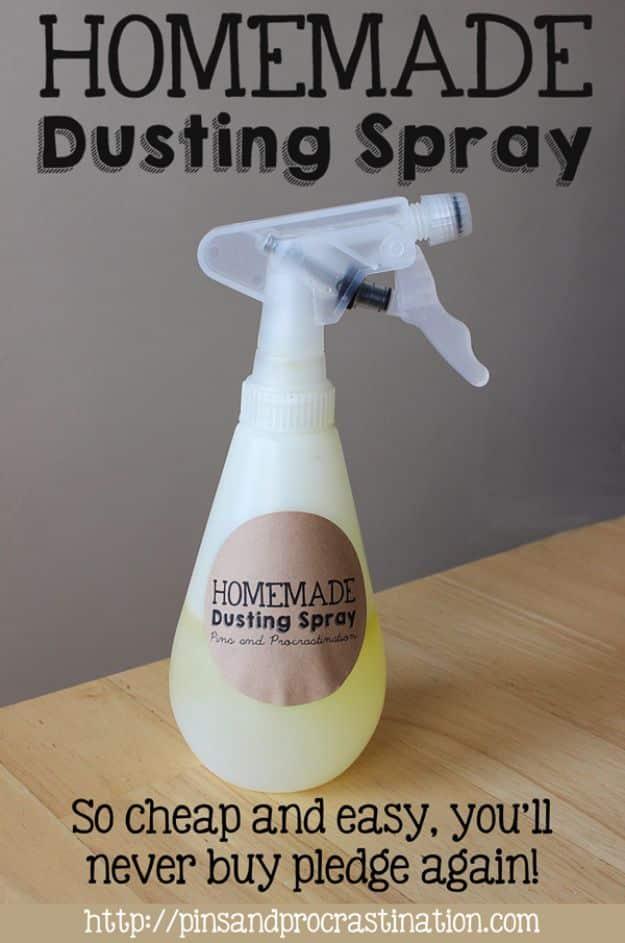 Homemade Dusting Spray, cheap to restock since the ingredients last for months and one less toxic bottle sitting on the shelf