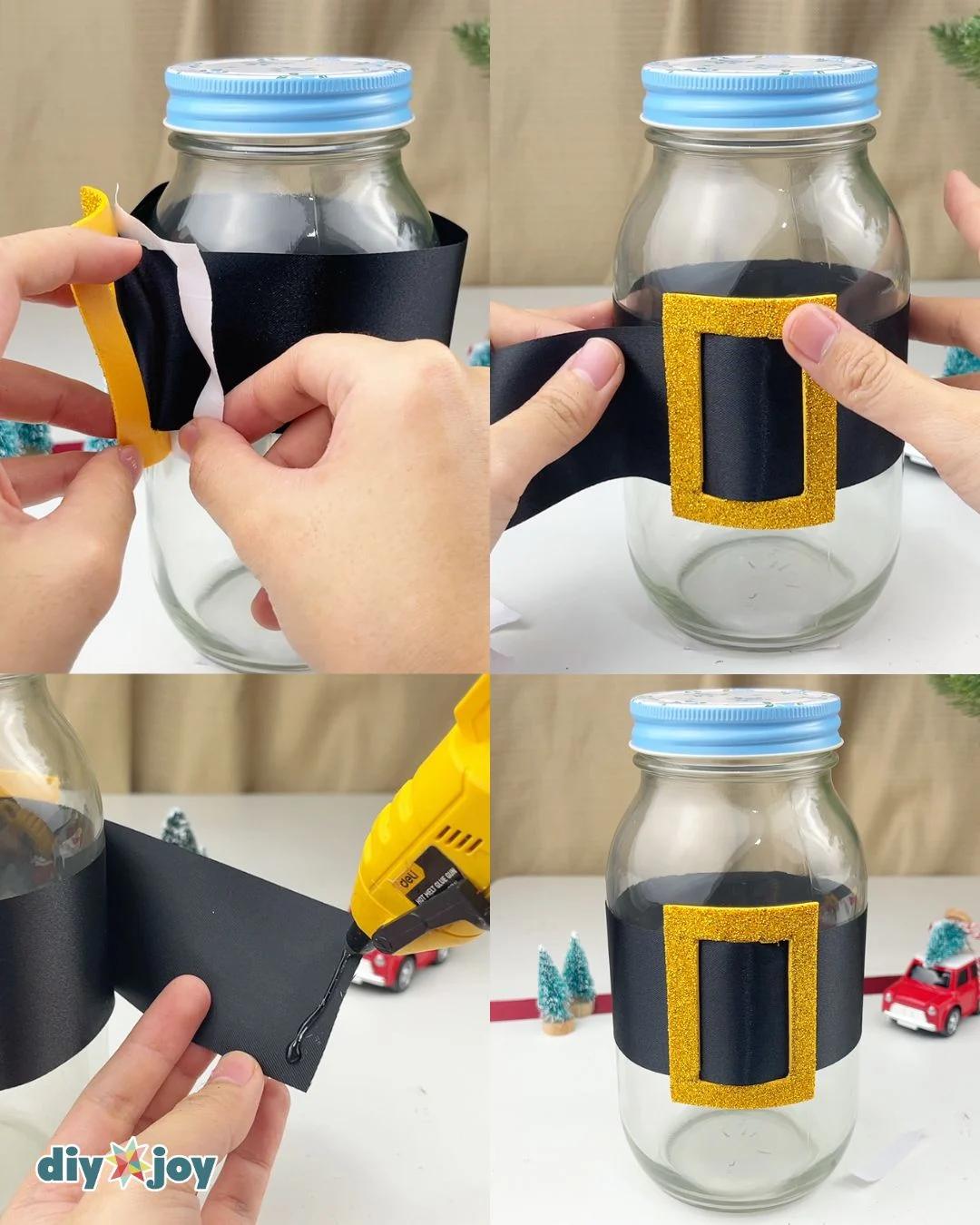 Santa Chocolate Jar — gluing the belt