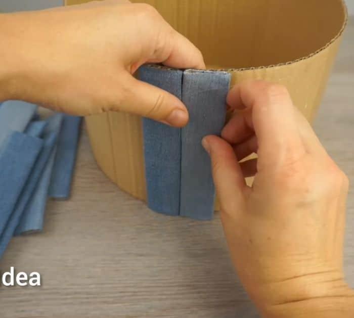 DIY Basket from Old Denim and Cardboard Project
