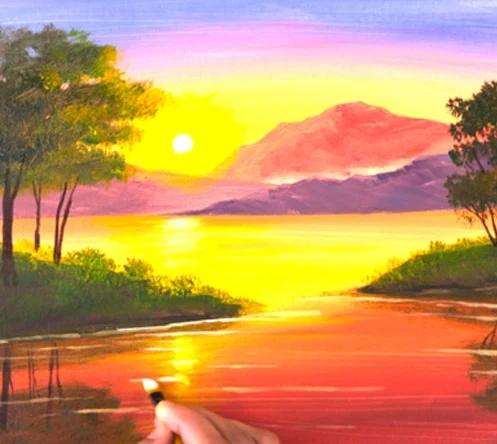 Easy Acrylic Painting Videos- Ocean and Mountains