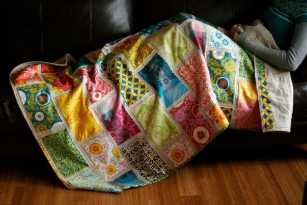 Colorbrick Beginner's Quilt, gentle on the wallet and the schedule and a sweet little detail guests always notice