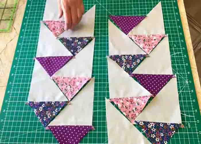Assembling the geese quilt
