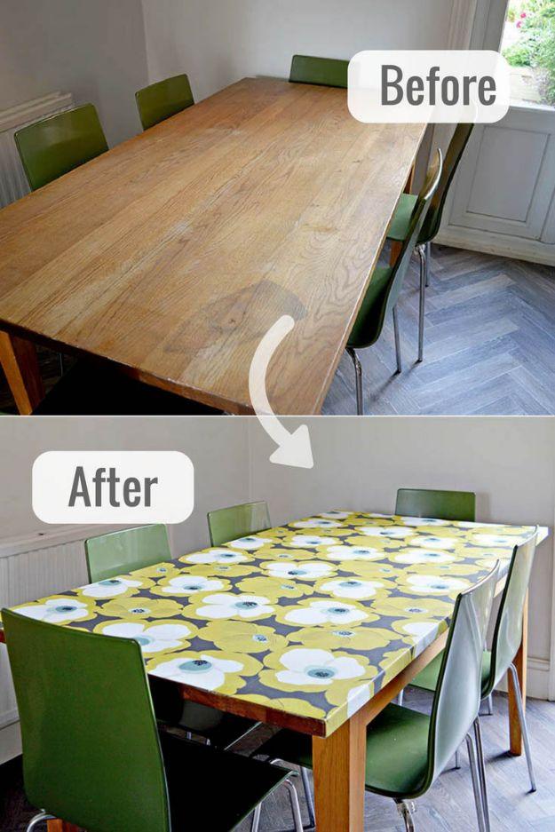 Decoupage Tabletop With Wallpaper, a project that comes together in an afternoon and a simple weekend project