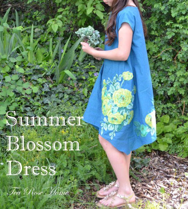 DIY Dresses to Sew for Summer - Summer Blossom Dress - Best Free Patterns For Dress Ideas - Easy and Cheap Clothes to Make for Women and Teens - Step by Step Sewing Projects - Shor