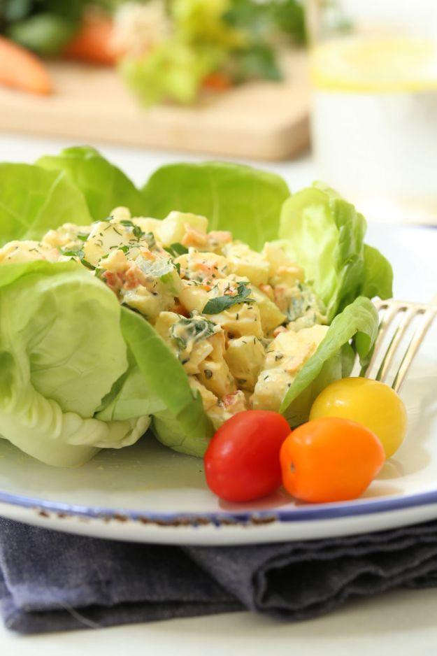 Loaded Low-Fat Egg Salad, fast enough to have on plates in well under an hour and satisfaction without the heavy aftermath