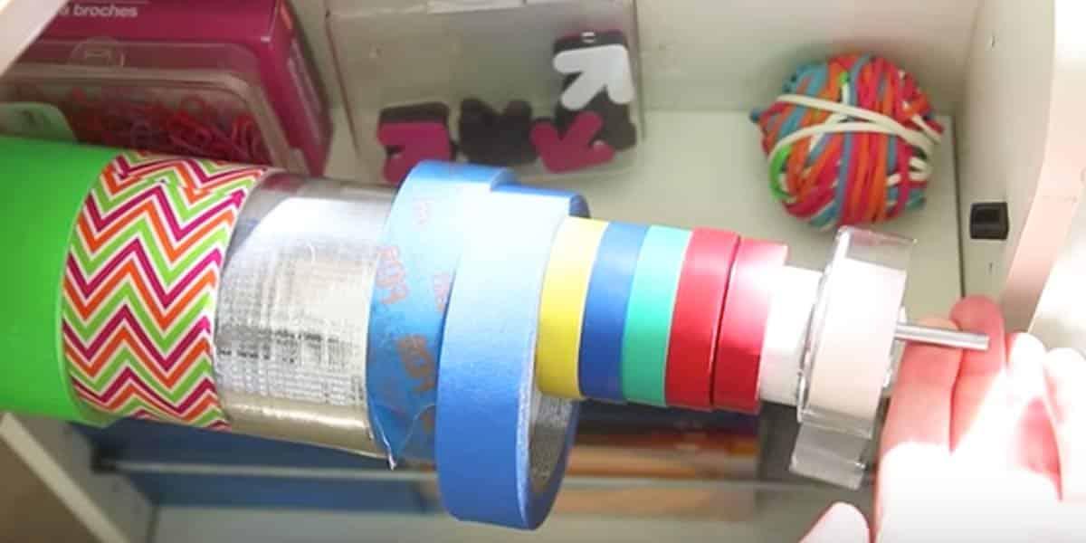 Her Craft Room Was A Mess. She Started By Putting Ribbons And Tape On A Dowel But What She Did Next Is Genius!