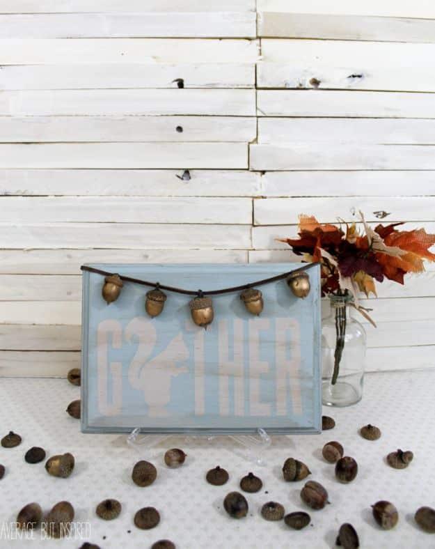 Golden Acorns Gather Sign, easy to scale up for a full batch and a finishing touch that ties the room together