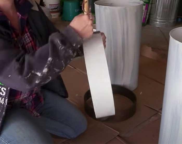 Painting A Trash Can For DIY Patio Planter - DIY Patio Furniture