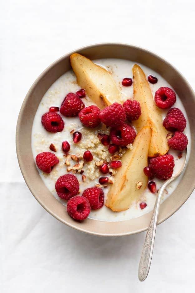 Recipes for Clean Eating - Sweet Quinoa With Maple Roasted Pears - Raw and Whole Foods, Unprocessed Meal and Snack Ideas for Lunch and Dinner - Fresh, Healthy Foods and Recipe Idea