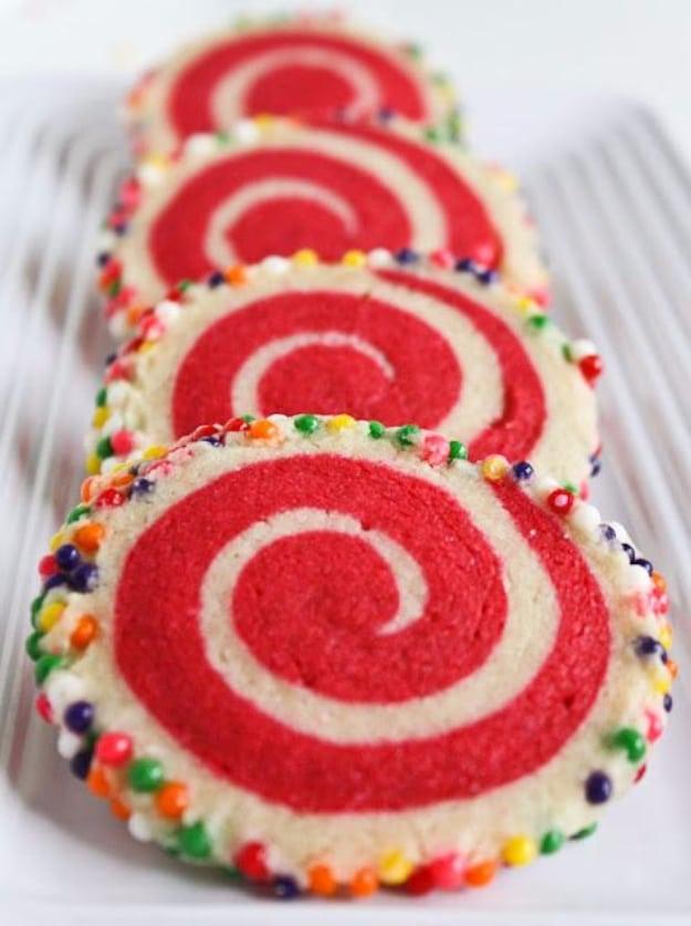 DIY Valentines Day Cookies - Colorful Spiral Cookies - Easy Cookie Recipes and Recipe Ideas for Valentines Day - Cute DIY Decorated Cookies for Kids, Homemade Box Cookies and Bouqu