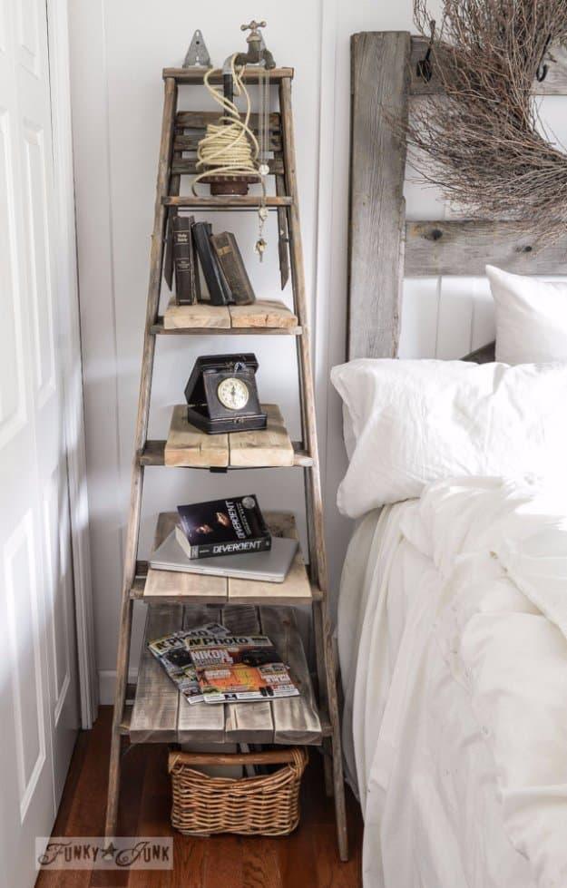 DIY Renters Decor Ideas - DIY Stepladder Side Table - Cool DIY Projects for Those Renting Aparments, Condos or Dorm Rooms - Easy Temporary Wall Art, Contact Paper, Washi Tape and S