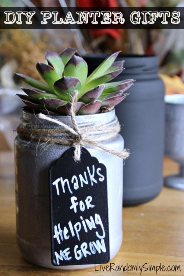 DIY Succulent Mason Jar Gift, cheap to pull off with dollar store finds and a piece worth keeping out on display