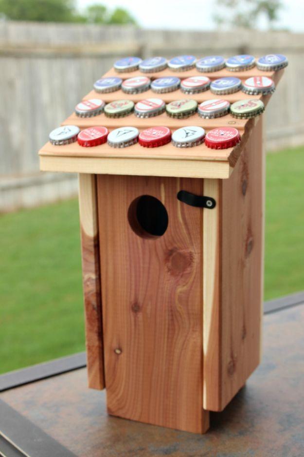 DIY Bottle Cap Crafts - Bottle Cap Birdhouse - Make Jewelry Projects, Creative Craft Ideas, Gift Ideas for Men, Women and Kids, KeyChains and Christmas Ornaments, Presents