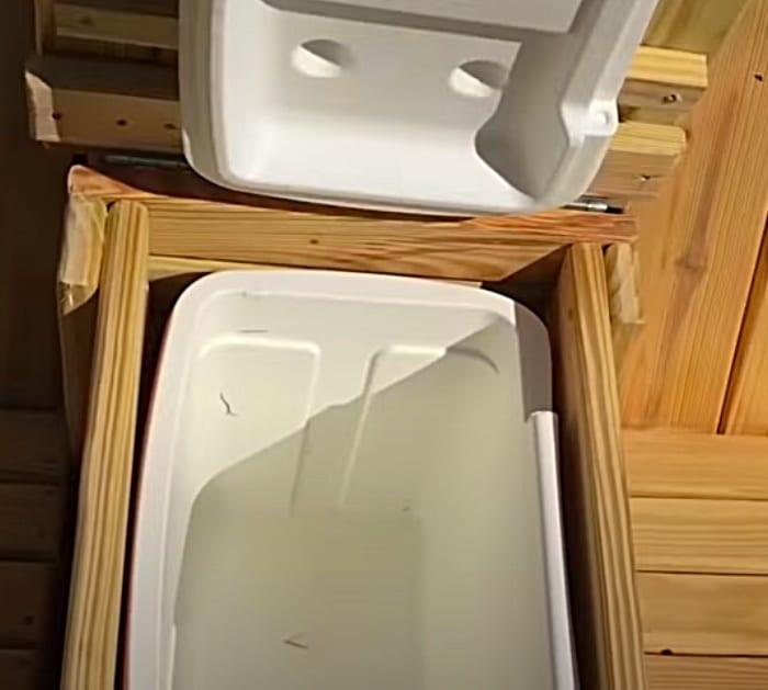 Make an Adirondack style bench with a built in cooler