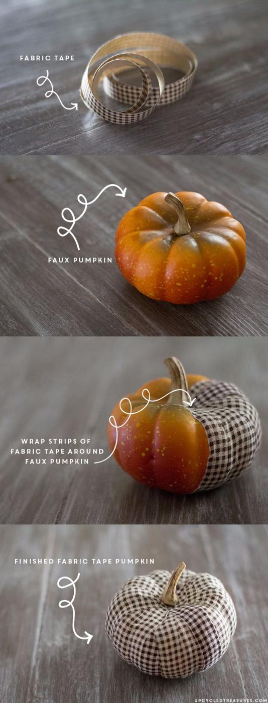 Best Crafts for Fall - DIY Fabric Tape Pumpkin - DIY Mason Jar Ideas, Dollar Store Crafts, Rustic Pumpkin Ideas, Wreaths, Candles and Wall Art, Centerpieces, Wedding Decorations, H