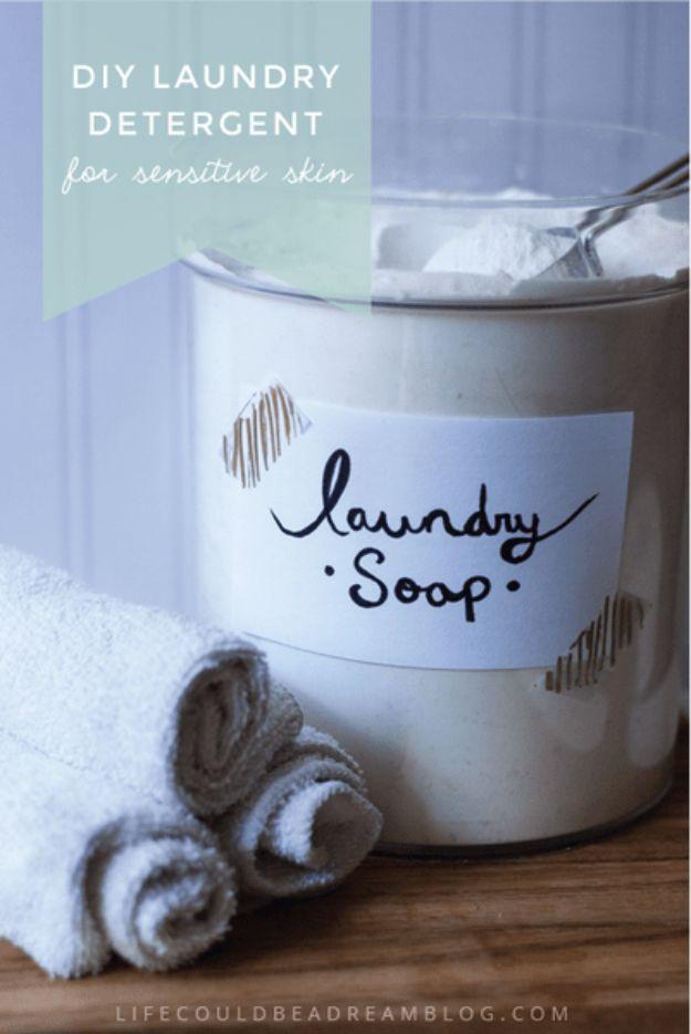 DIY Laundry Detergent For Sensitive Skin, flexible enough to adjust as you go and an idea worth saving for later