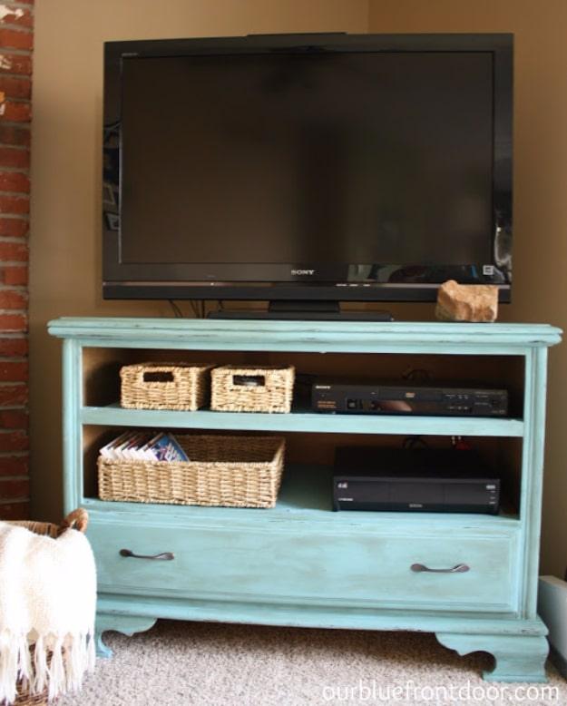 Garage Sale Dresser Turned TV Stand, an idea worth saving for later and a popular choice on this list