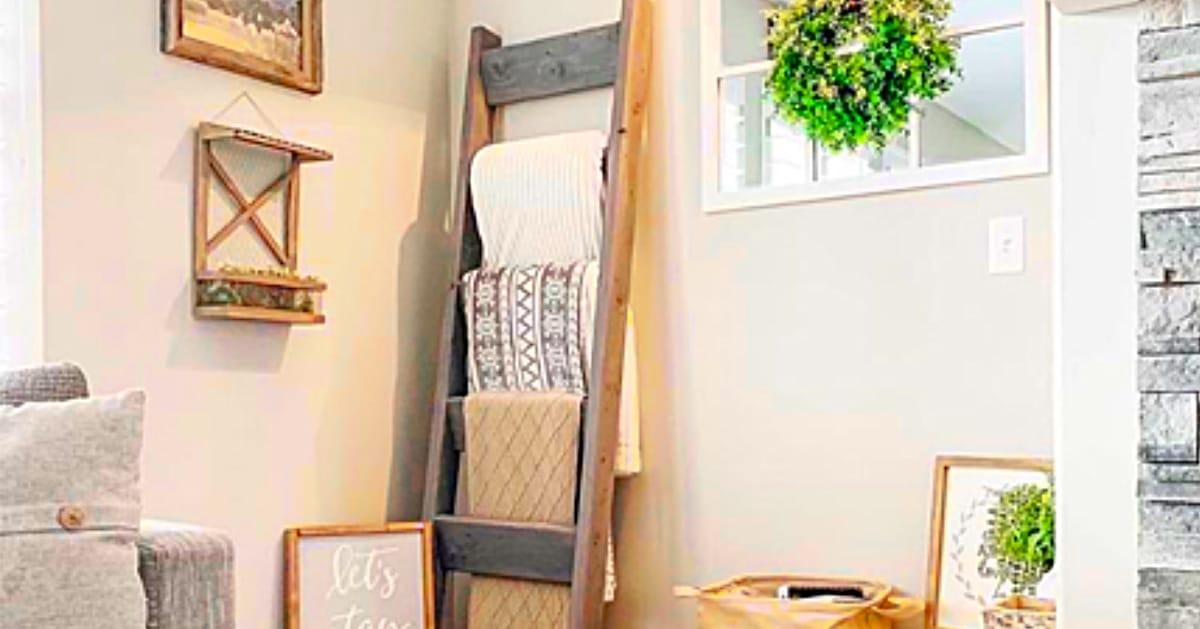 How To Make A $9 Farmhouse Blanket Ladder