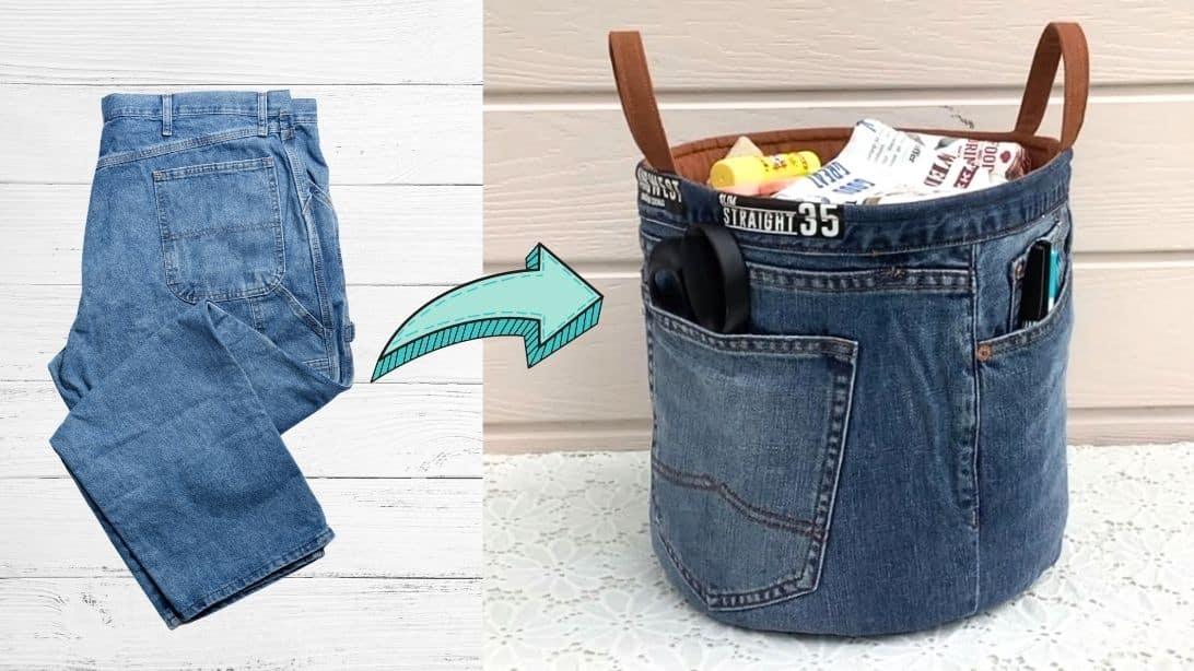 DIY Small Denim Laundry Basket