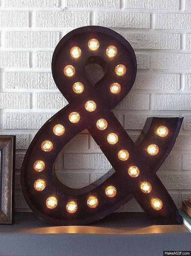 Cheap DIY Gifts for Men | Easy DIY Lighting Ideas | Ampersand DIY Marquee Light | DIY Projects & Crafts by Sueeye#diygifts #christmas #diy #gifts