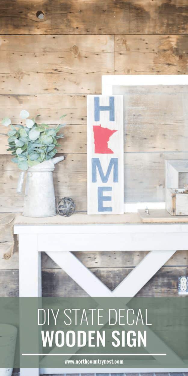 DIY Wooden Minnesota Home Sign, a simple craft that looks great on a shelf or wall and a favorite pick from this roundup