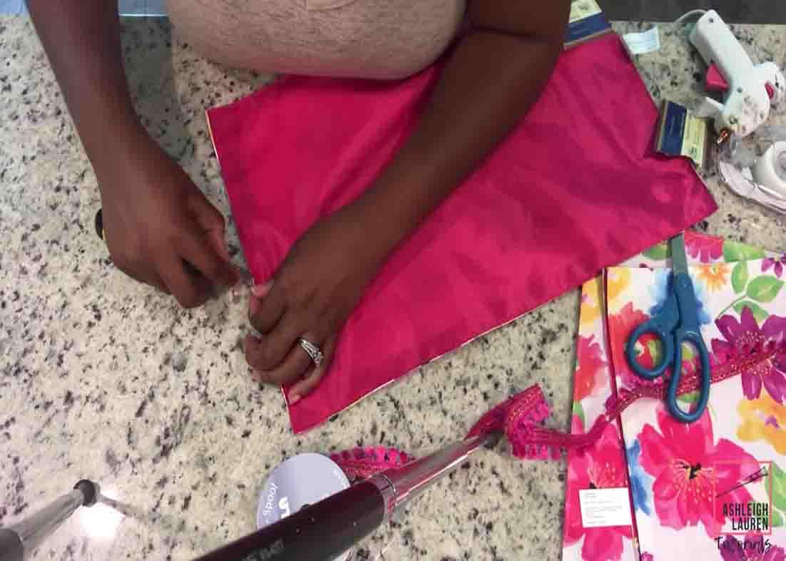 Taking the stitches apart of the Dollar Tree placemats