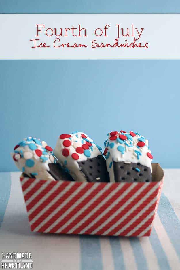 4th of July Dessert Recipes Ice-Cream-Sandwiches | DIY Projects & Crafts by Sueeye #fourthofjuly #july4th #desserts