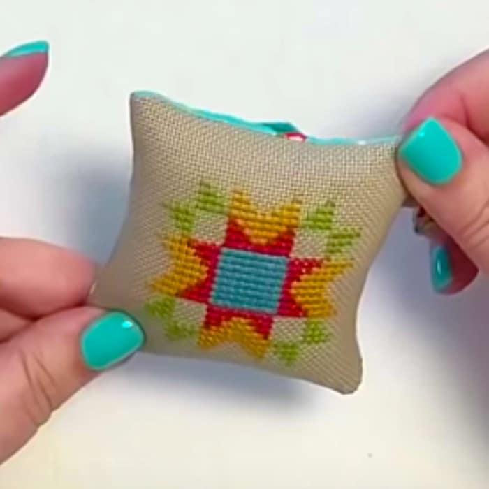 How To Make Mini Cross Stitch Pillows - Easy Sewing Gifts - DIY Pincushion Ideas
