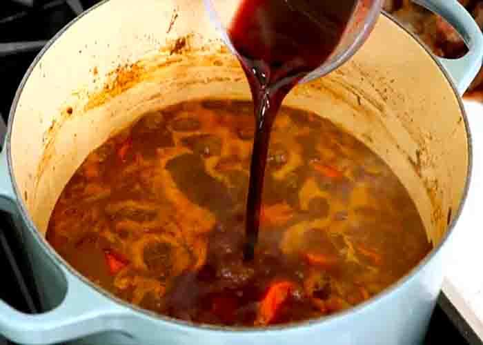 Adding red wine to the classic beef stew
