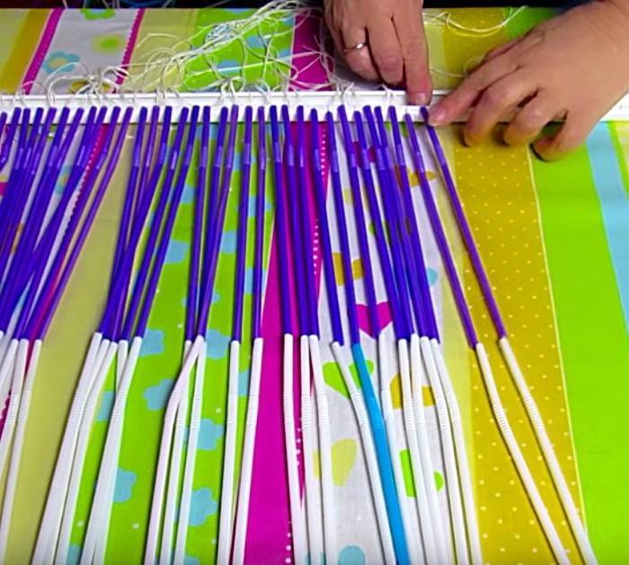 Try making a DIY recycled curtain out of plastic straws