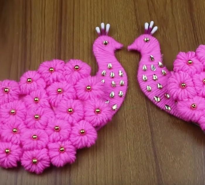 Make a DIY Peacock Yarn Vase