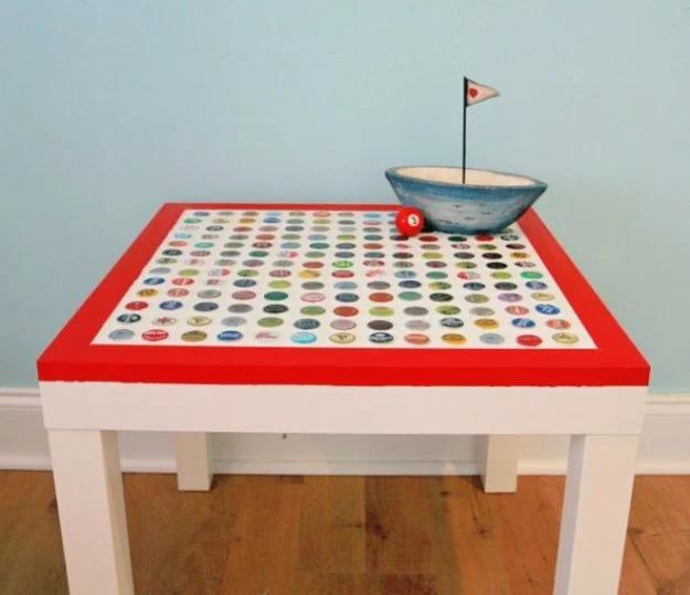 DIY Bottle Cap Crafts - DIY Cheap and Chic Bottlecap Table - Make Jewelry Projects, Creative Craft Ideas, Gift Ideas for Men, Women and Kids, KeyChains and Christmas Ornaments, Pre