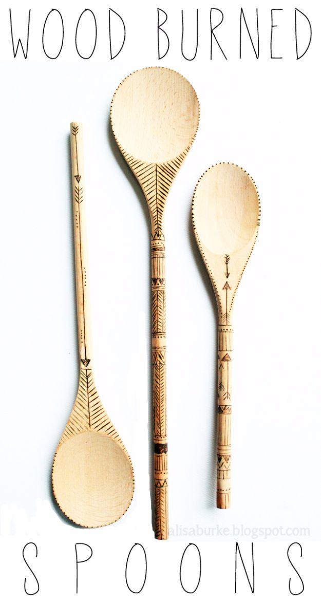 Wood Burned Spoons, a budget friendly gift idea for mom worth giving and a present the whole family can help make