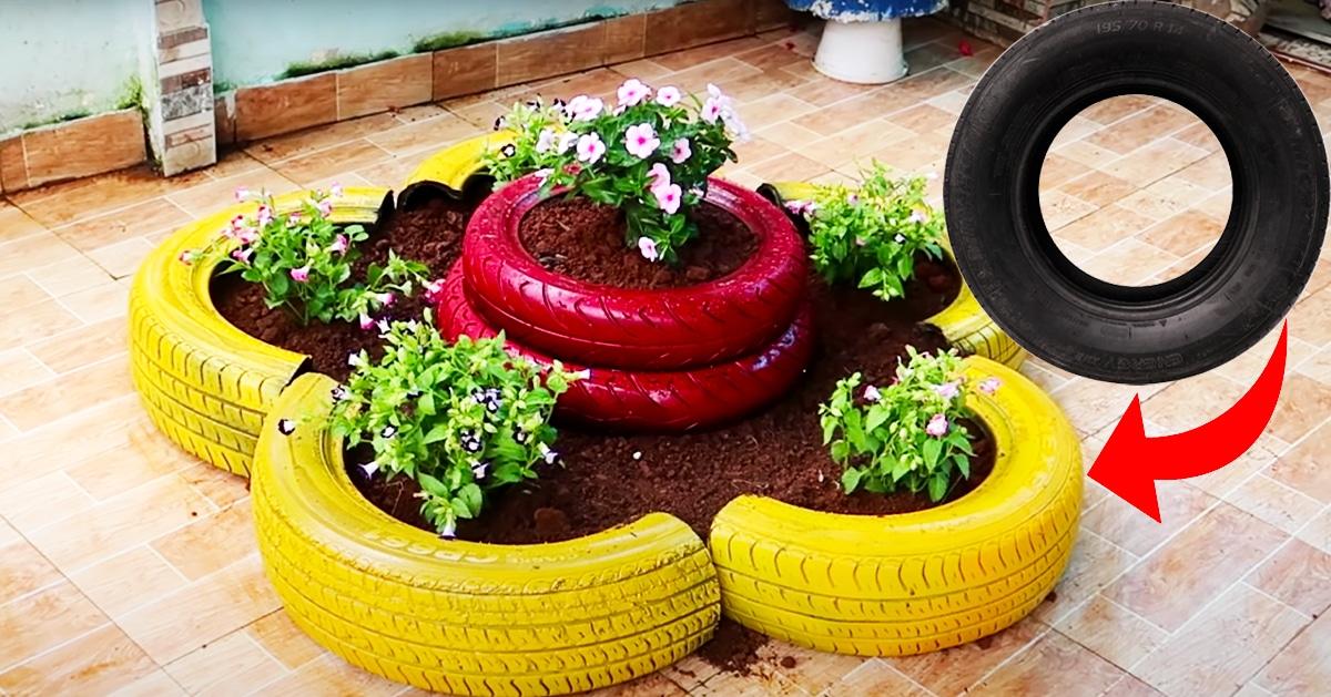 DIY Old Tires Into Flower Pots