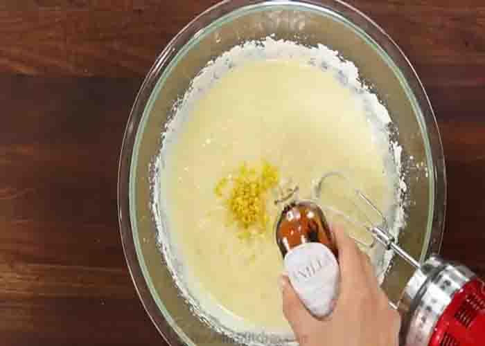 Making the berry crumb cake batter