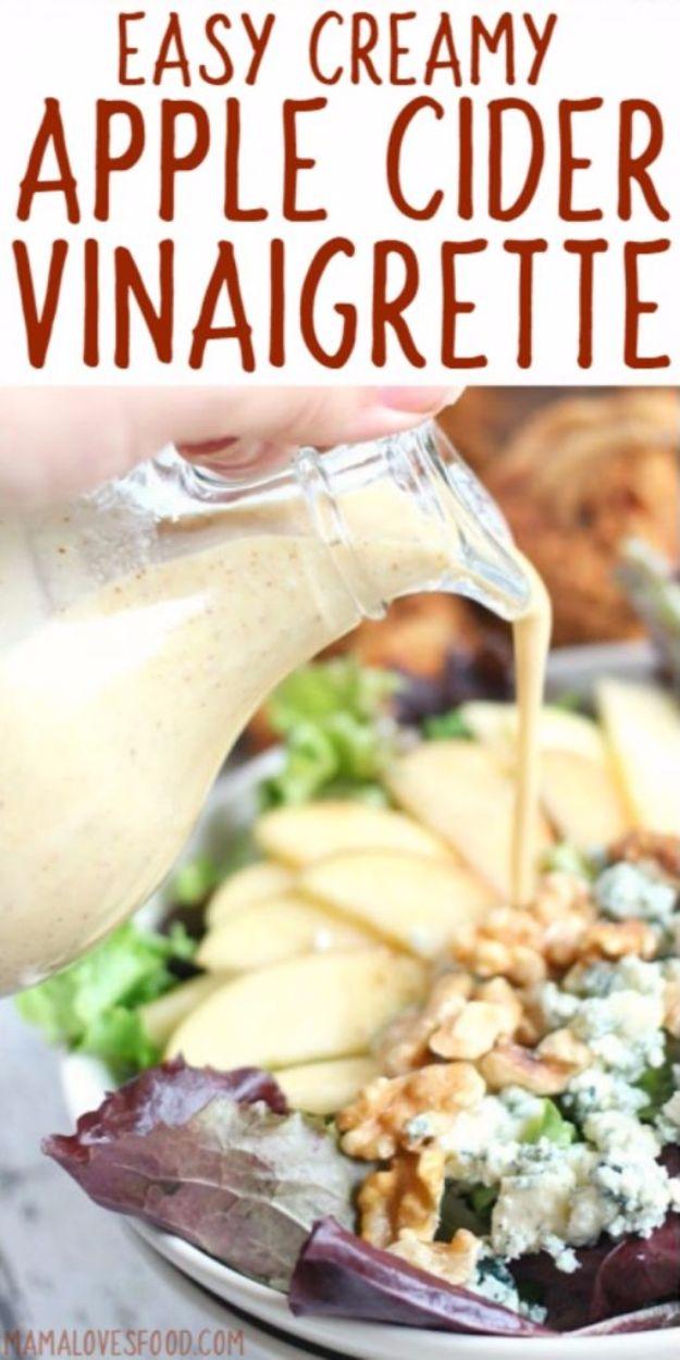 Salad Dressing Recipes - Creamy Apple Cider Vinaigrette Dressing - Healthy, Low Calorie and Easy Recipes for Creamy Homeade Dressings - How To Make Vinaigrette, Mango, Greek, Paleo
