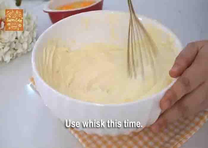 Making the batter for the basque cheesecake recipe