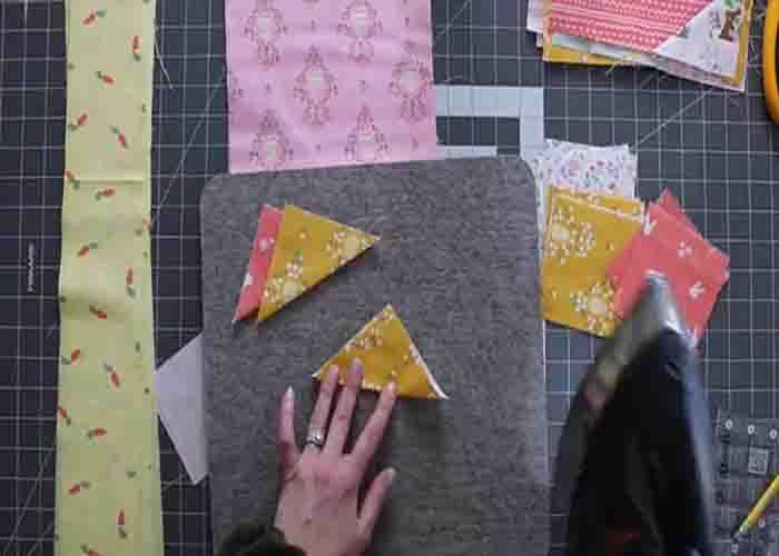 Making the small quilt pieces for the spring quilt