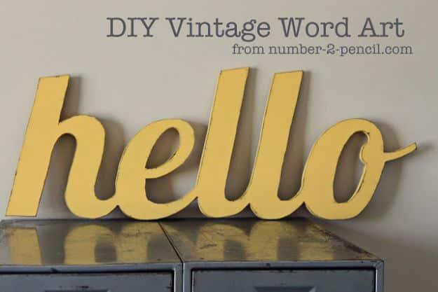 DIY Vintage Signs - DIY Vintage Word Art Sign - Rustic, Vintage Sign Projects to Make At Home - Creative Home Decor on a Budget and Cheap Crafts for Living Room, Bedroom and Kitche