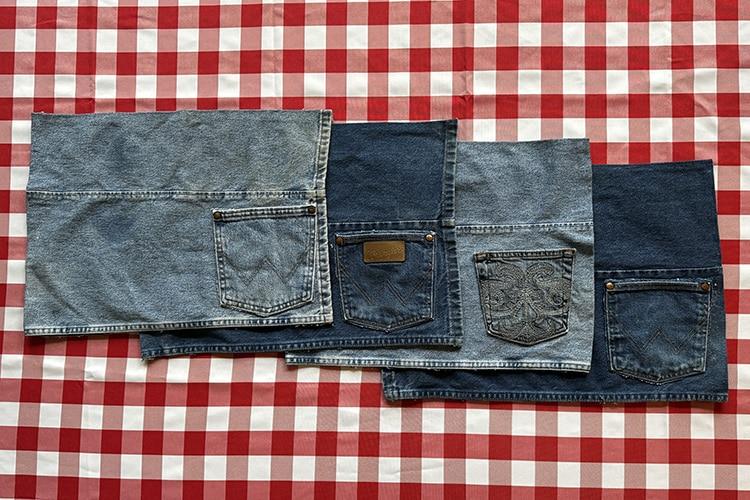 Easy jeans pocket placemats tutorial — country crafts ideas denim placemat diy