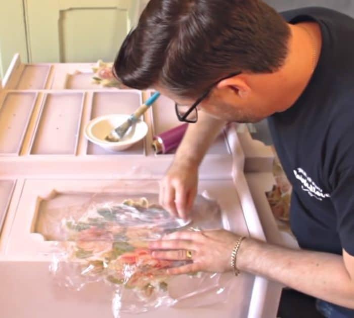 How to Use Paper Napkins as Decoupage Furniture Flip project