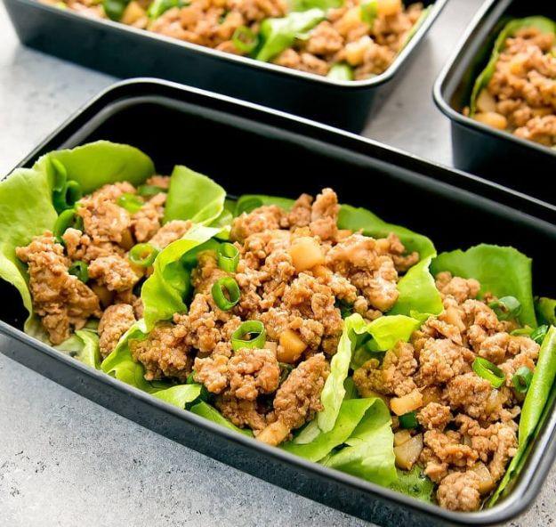 Meal Prep Ideas - Chicken Lettuce Wraps Meal Prep - Recipes and Planning Tips for Making a Week of Meals - Easy, Healthy Recipe Ideas to Make Ahead - Weeknight Dinners Lunches #mea
