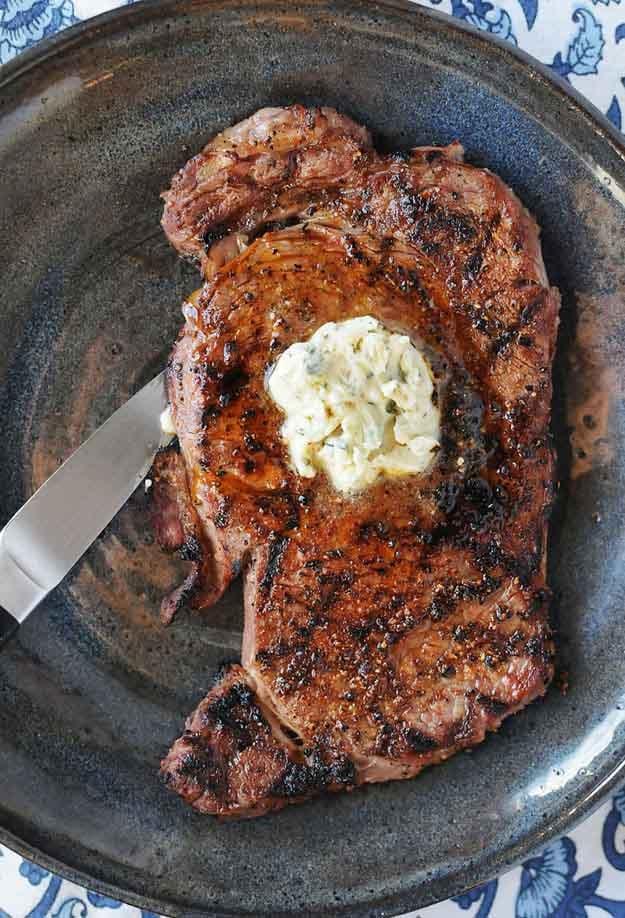 Beef Dinner Grilling Recipes | BBQ Steak Recipe Ideas | Grilled Ribeye Steak with Bleu Cheese Butter | DIY Projects & Crafts by Sueeye at