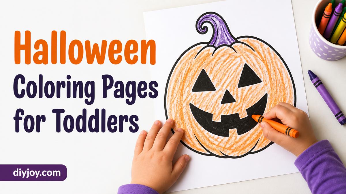 Halloween coloring pages for toddlers - free printable set to color at home - a big, simple toddler Halloween coloring page with thick outlines
