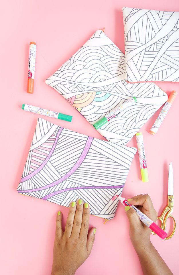 Last Minute Christmas Gifts - DIY Coloring Book Fabrics - Quick DIY Gift Ideas and Easy Christmas Presents To Make for Mom, Dad, Family and Friends - Dollar Store Crafts and Cheap