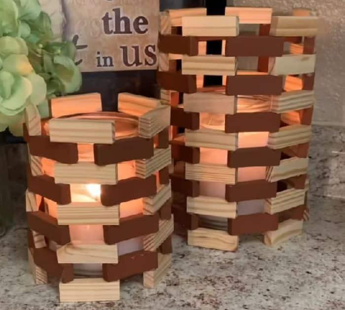 How To Make Dollar Tree DIY Wooden Blocks Lantern