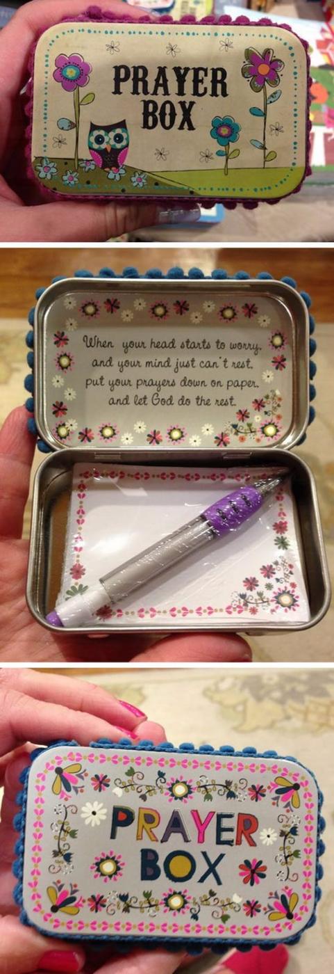 DIY Altoid Tin Prayer Boxes, a thoughtful handmade present, budget friendly using stuff already sitting in a bin