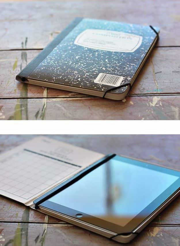 Make an iPad Cover Out of a Composition Notebook, a iPad hack, fast to test out today and a real time saver once you know it