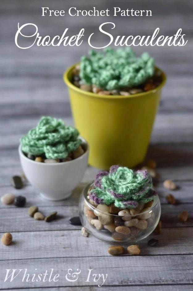 Crochet Succulents, quick enough to finish before nap time and a look that photographs beautifully once finished